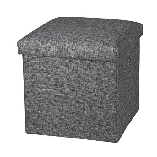 NISUN OT01 Linen Folding Storage Ottoman Cube Footrest Seat
