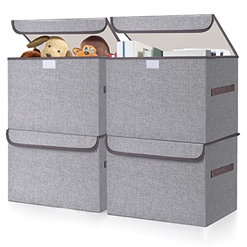 Bagnizer 22 Quart Linen Fabric Storage Cube Bin Organizer Basket