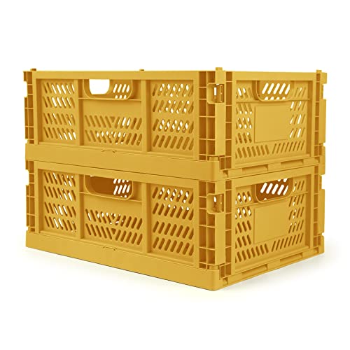 Domiella Storage Crates - Yellow Stackable Folding Crates