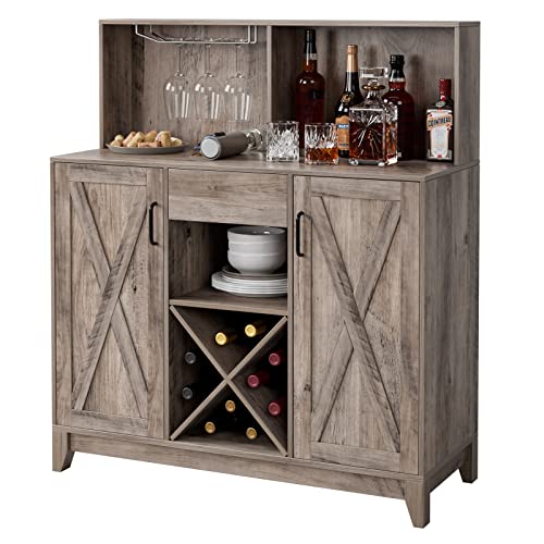 HOSTACK Wine Bar Cabinet with Adjustable Shelves