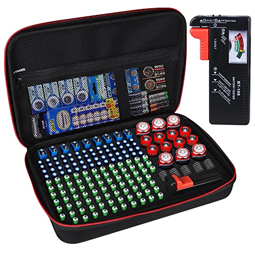 Fireproof Battery Organizer Storage Box with Tester: Keeps Batteries Safe and Organized
