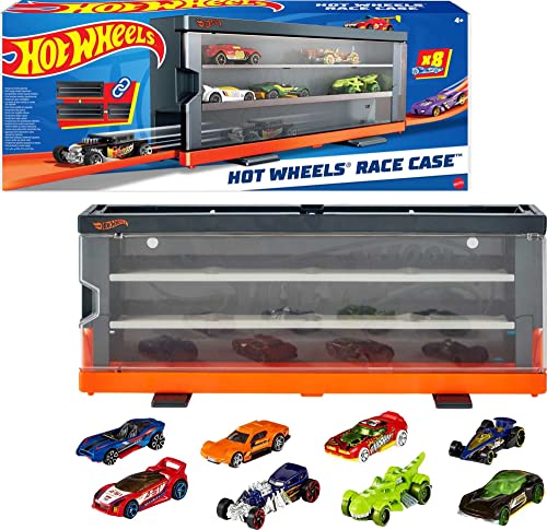 Hot Wheels Race Case with 8 Toy Cars