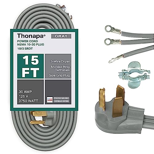 Thonapa 3 Prong Dryer Cord - 15 Ft Extension Power Cord