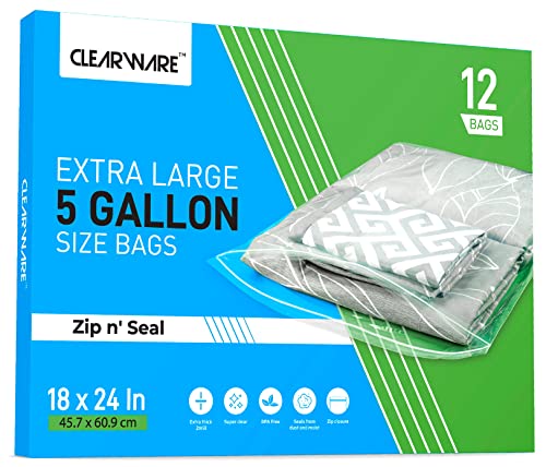 Clearware 12 Large Plastic Bags With Zipper Top