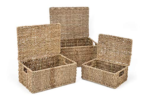 Set of 3 Seagrass Baskets with Lids