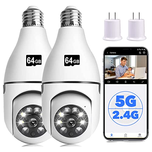 Light Bulb Security Camera (2Pack, 64GB SD Card)