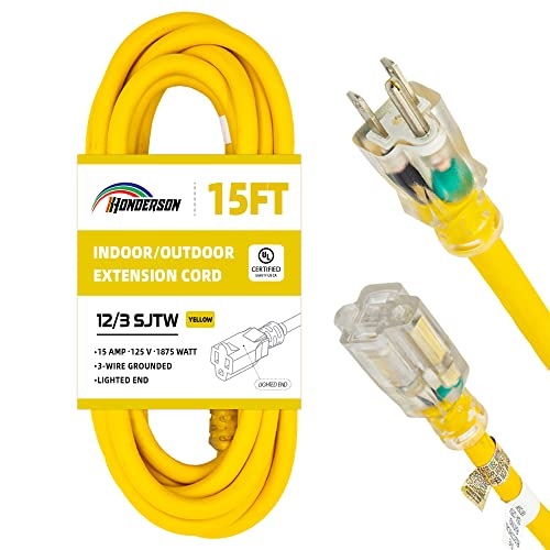 HONDERSON 15FT Lighted Outdoor Extension Cord