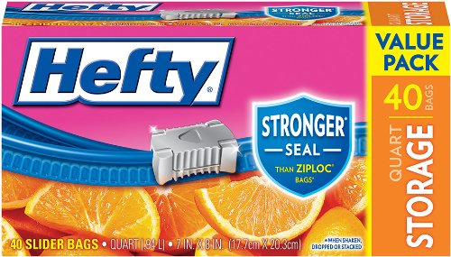 Hefty One Zip Quart Storage Bags, 40 Count Boxes