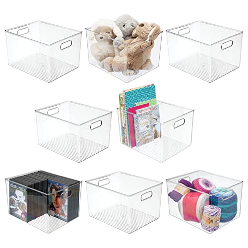 mDesign Plastic Storage Organizer Bin, Clear, 8 Pack