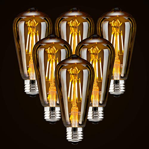 Dimmable LED Edison Light Bulbs Pack of 6