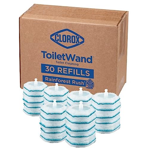 Toilet and Bathroom Cleaning, Toilet Brush Heads, Disposable Wand Heads, Rainforest Rush, 30 Count