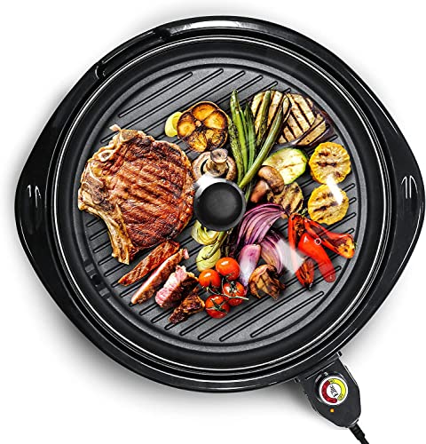 CUSIMAX Electric Smokeless Indoor Grill, Portable Korean BBQ Grill with LED  Smart Display & Tempered Glass Lid, Non-stick Removable Grill Plate