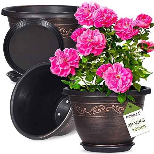 Lightweight Resin Flower Pot Indoor Outdoor with Drainage Hole