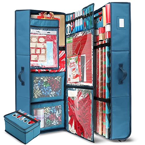 Hearth & Harbor Holiday Storage - Wrapping Paper Storage Container with Wheels