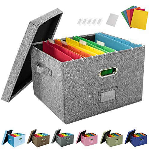 JSungo File Box with 5 Hanging Filing Folders