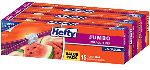 Hefty Slider Jumbo Storage Bags - Jumbo Size, 45 Count