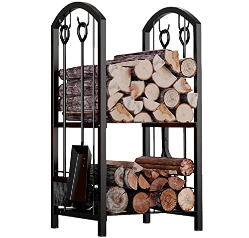 Fire Beauty Fireplace Firewood Log Rack with Tools Set