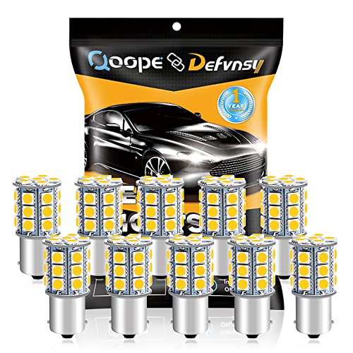 Qoope LED Bulb Warm White Super Bright 1003 BA15S 7506 1073 LED Light Bulbs 5050 27-SMD Replacement for 12V RV Camper Trailer Boat Interior Lights, Pack of 10