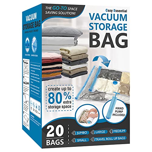 SPACE MAX Premium Space Saver Vacuum Storage Bags - Space Saver Bags Jumbo  6 Pack - Save 80% More Storage Space - Reusable, Double Zip Seal & Leak