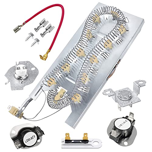 Beaquicy Heating Element Assembly with Thermostat Kit and Thermal Fuse - Dryer Replacement