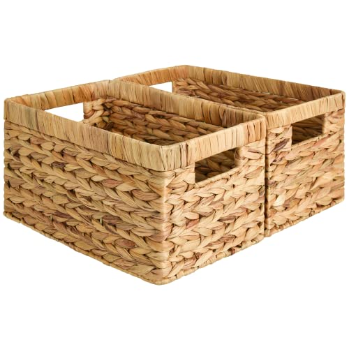 Water Hyacinth Storage Baskets, Rectangular Wicker Baskets - 2 Pack