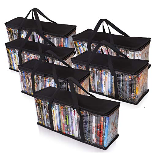 6-pack DVD Storage Bags with Transparent Covers and Carry Handles