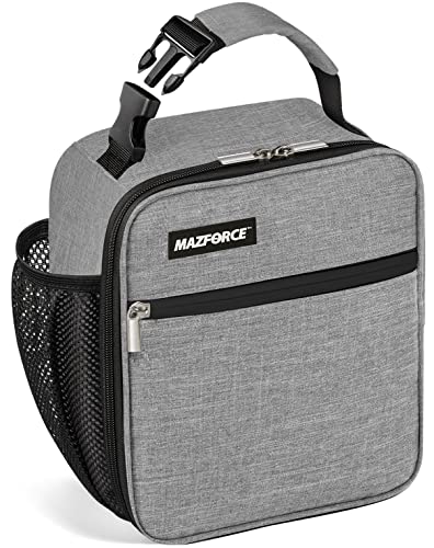 KIPBELIF Insulated Lunch Bags for Women - Large Tote Adult Lunch Box for Women with Shoulder Strap, Side Pockets and Water Bottle Holder, Gray, Extra