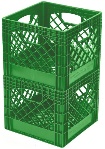 Buddeez Milk Crates, 16-Quart, Green, 2-Pack