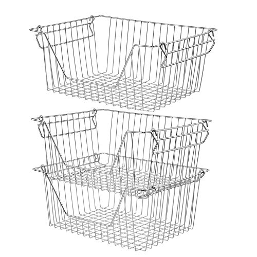 Slideep Large Storage Baskets - Sturdy Metal Wire Organizer