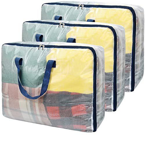 Clear+Vinyl+Zippered+Blanket+Storage+Bags+15x18x5+Inch+Set+of+5