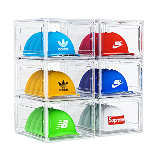 Upgrade Harder Solid Plastic Hat Organizer Box, 6 Pack