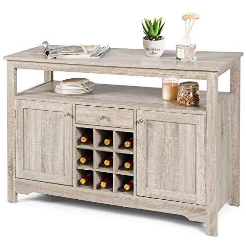 Gray Wood Dining Table with Storage