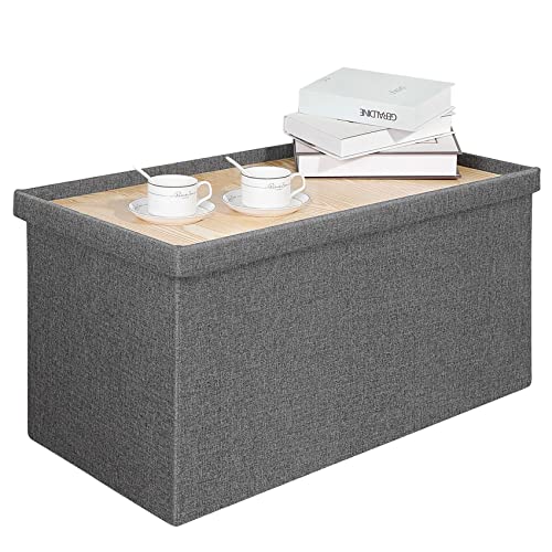 30-inch Folding Storage Ottoman Bench with Lid Tray
