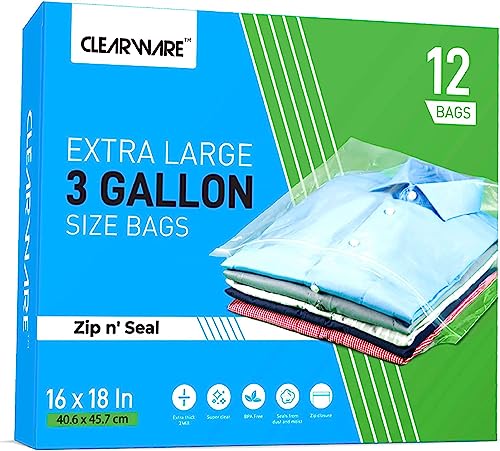 Clearware Large Plastic Bags With Zipper Top