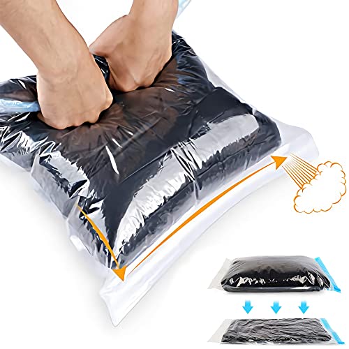 10 Pack Space Saver Bags - No Vacuum or Pump Needed - Vacuum Storage Bags for Travel Essentials - Home Packing-Organizers (Blue)