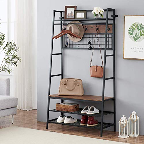 O&K FURNITURE 5-in-1 Hall Trees with Bench and Coat Rack
