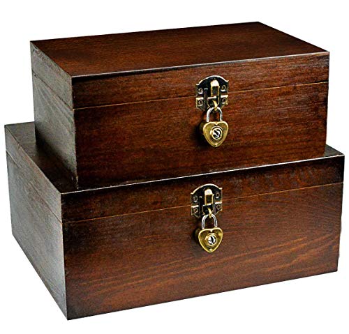 Wooden Storage Box with Lock and Keys