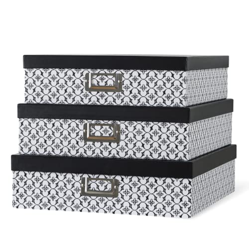 Modern Trellis Nesting Cardboard Keepsake Boxes with Lids (Set of 3)