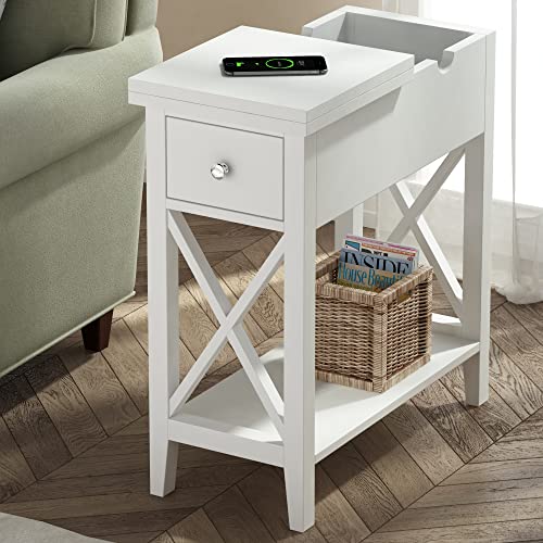 Flip Top Narrow Side Table for Small Spaces