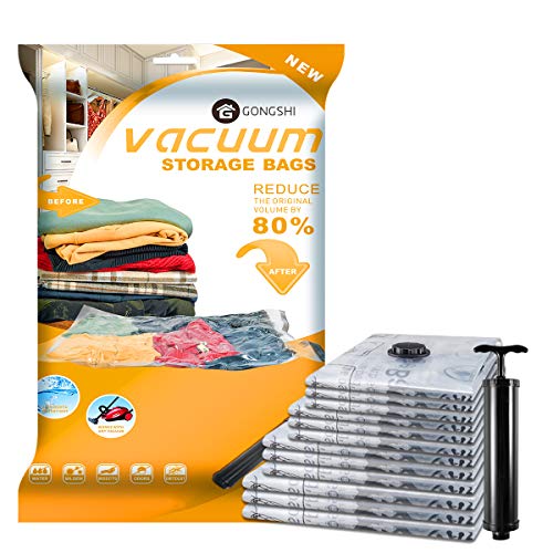 Vacuum Storage Bags with Compression & Travel Hand Pump