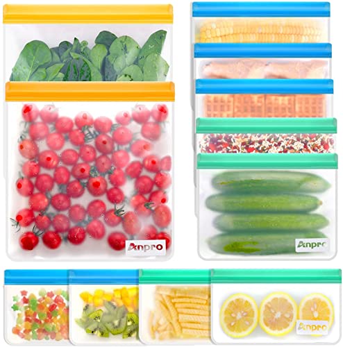 Anpro Reusable Food Storage Bags - Eco-Friendly Leakproof Zipper Bags