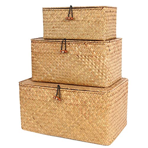 FEILANDUO Shelf Baskets with Lids Set of 3