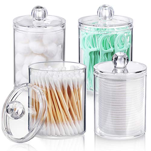 Clear Plastic Apothecary Jar Set for Bathroom Canister Storage