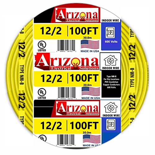 12/2 Type NM-B Copper Wire - 100 FT, Yellow Insulated Jacket