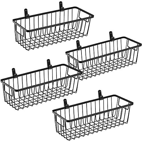 Farmhouse Metal Wire Bin Basket with Wall Mount - Small, 4 Pack