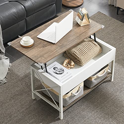 Farmhouse Style Lift Top Coffee Table with Storage