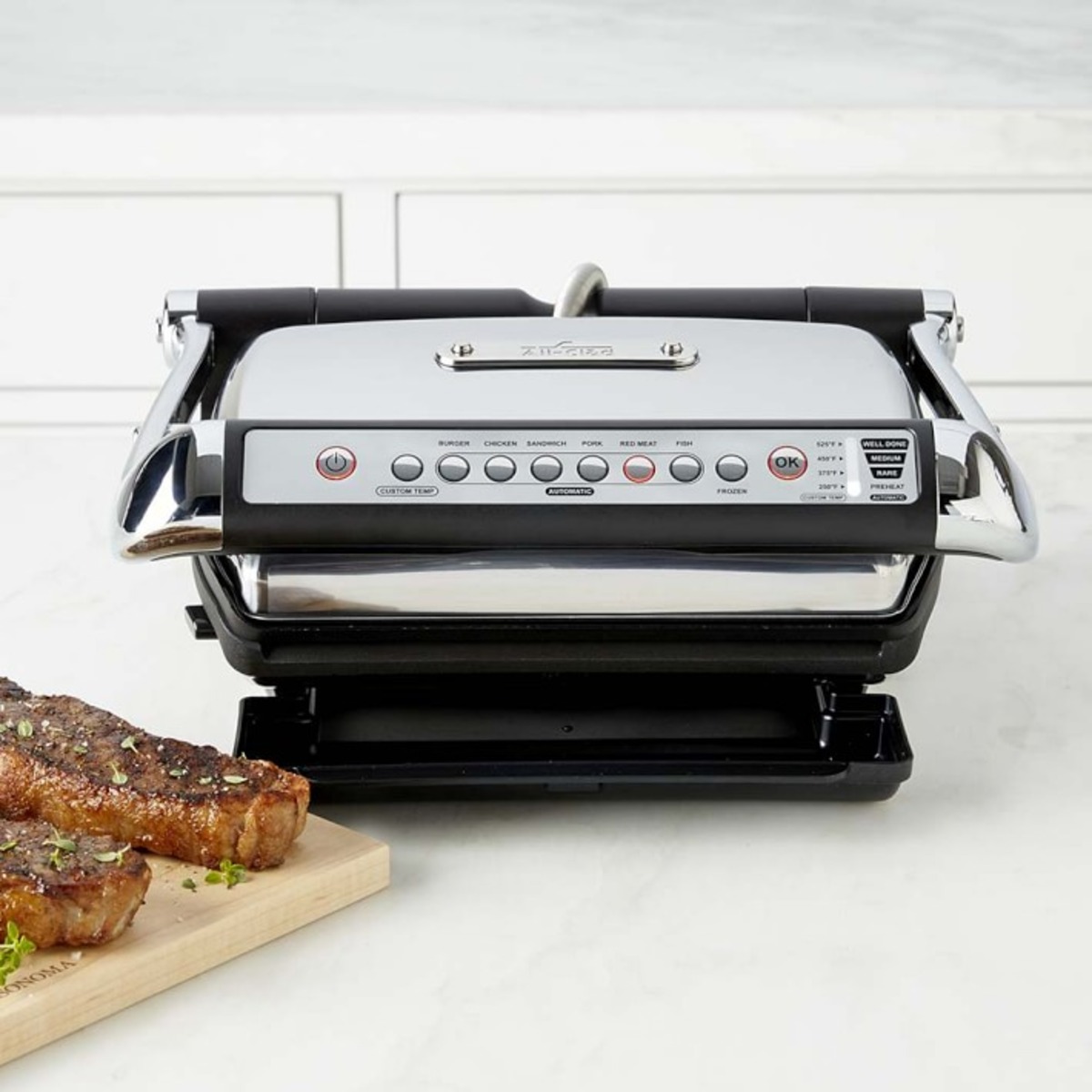 All-Clad AutoSense Stainless Steel Indoor Grill, Panini Press XL Automatic  Cooking 1800 Watts Smokeless, Removable Plates, Dishwasher Safe
