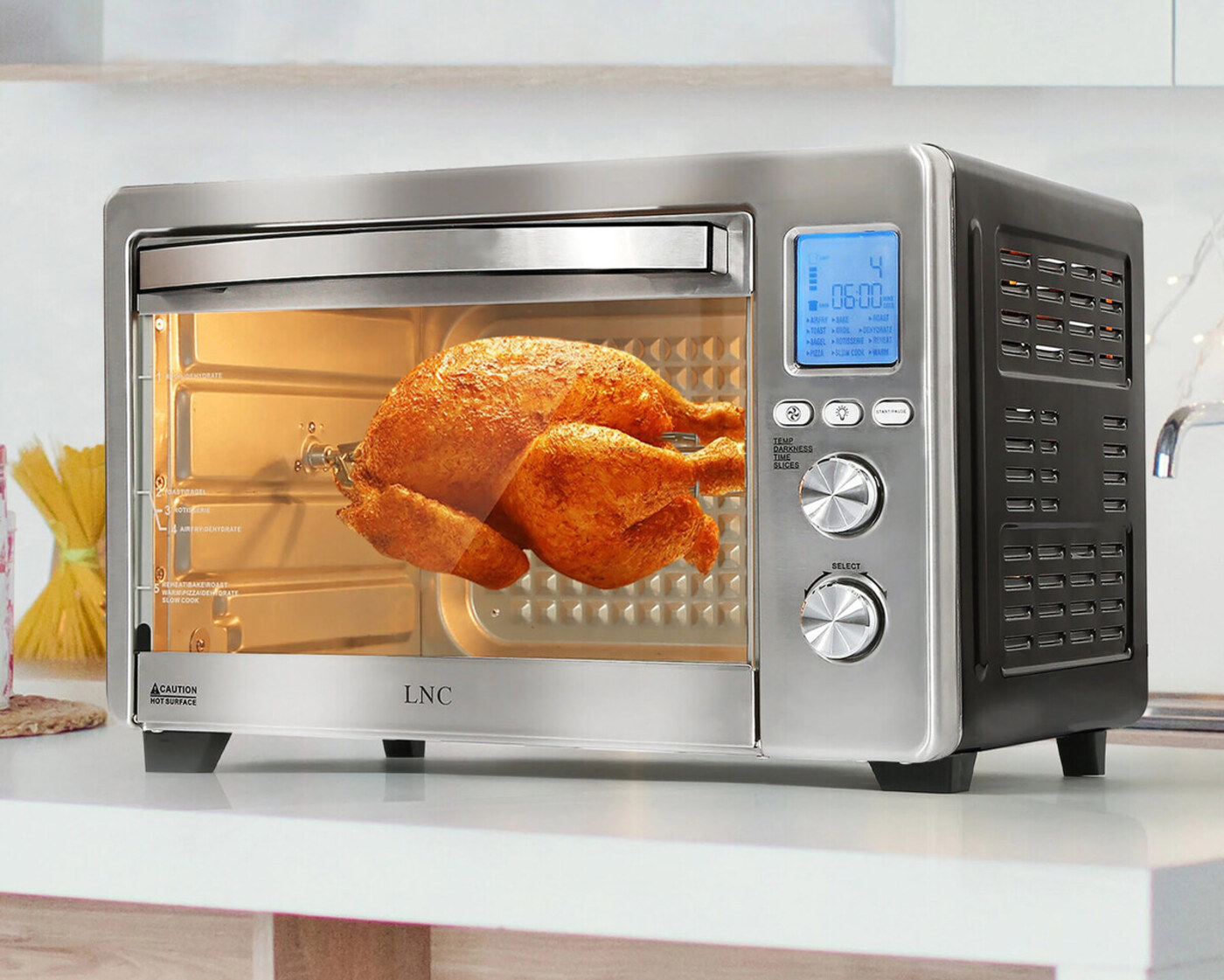 Hamilton Beach 31190C Digital Display Countertop Convection Toaster Oven  with Rotisserie, Large 6-Slice, Stainless Steel