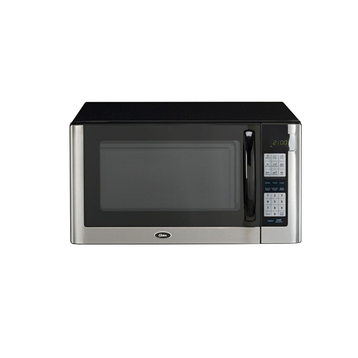 Oster 1.3 Cu. ft. Stainless Steel with Mirror Finish Microwave Oven with Grill, Size: Medium, Silver