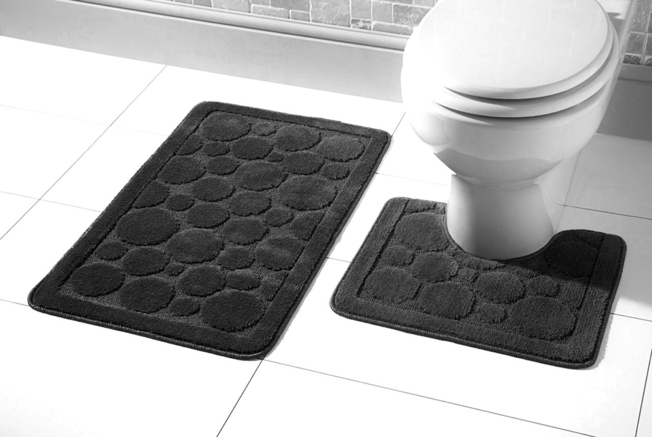 Smiry Memory Foam Bathroom rugs Toilet mats, U-Shaped Contour Carpet, 20 x  24, Grey 